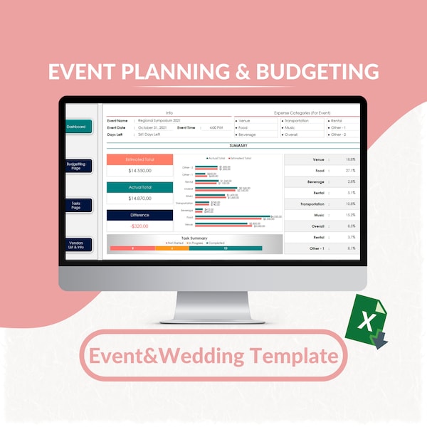 Event Planning & Budgeting Excel Template | Event Planner | Event Tracker | Planning Log | Planner Worksheet | Editable Spreadsheet