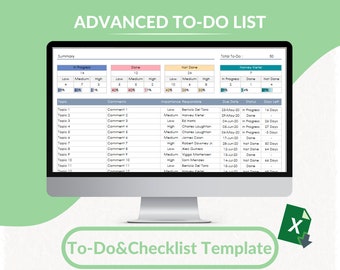 Advanced To-Do List Excel Template | Printable Planner | To-Do List Tracker | Issue Planner | Fillable Sheet | Editable Spreadsheet