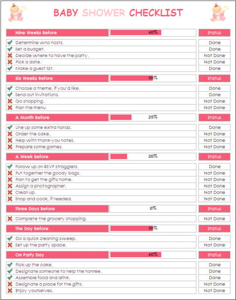 Baby Shower Planning Excel Template
