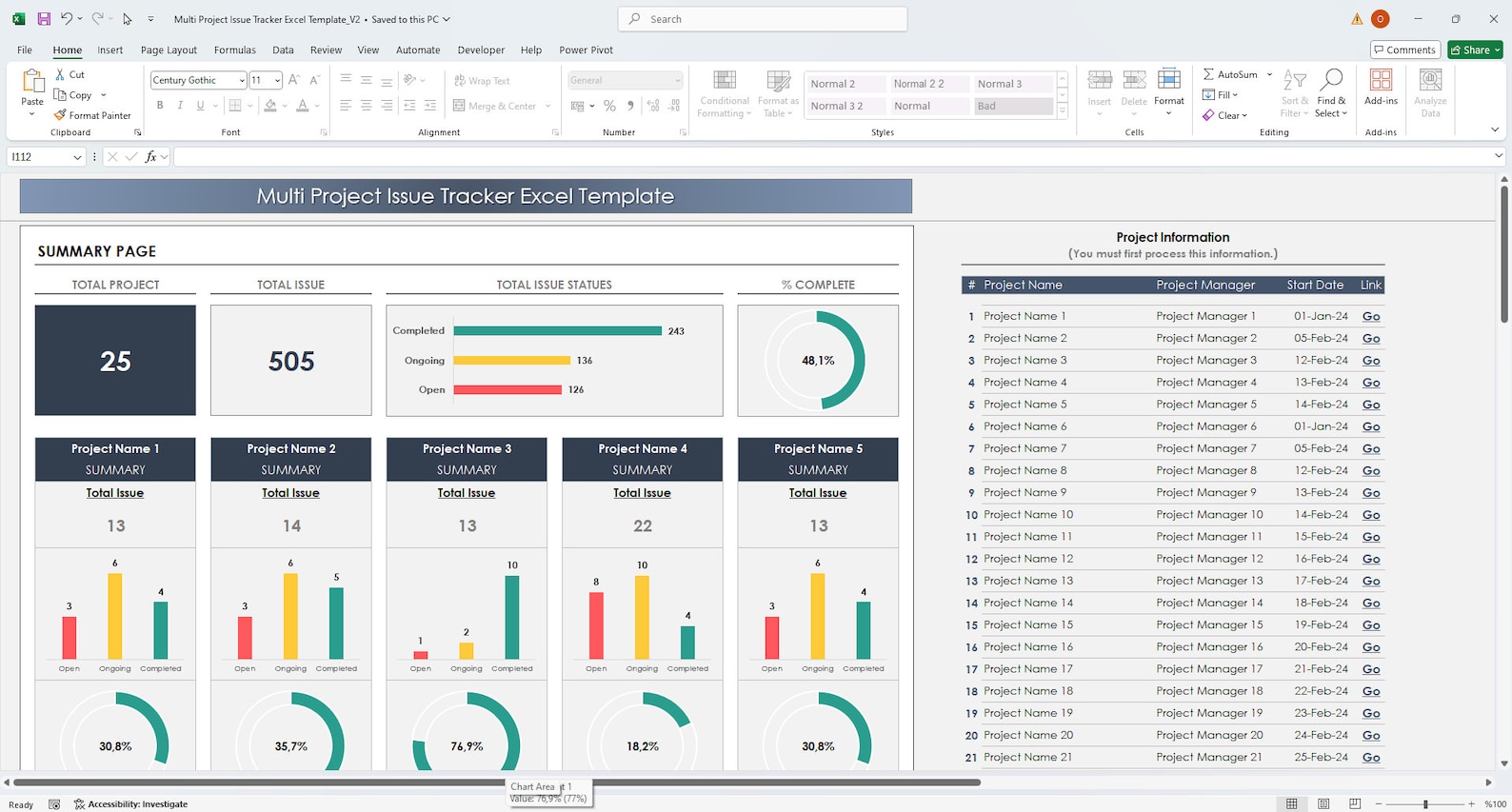 Issue Tracker Excel Template | Multi Project Issue Log & Status ...