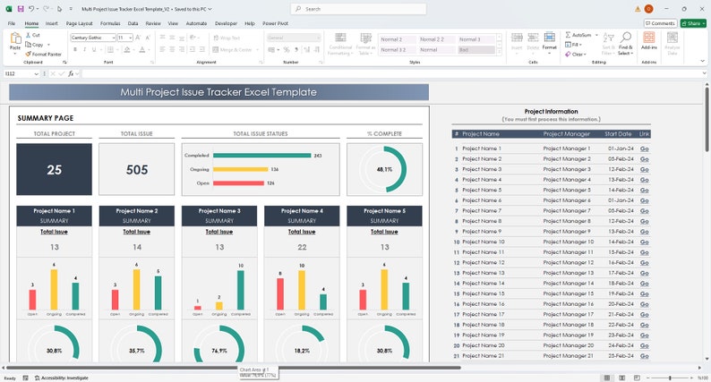 Issue Tracker Excel Template | Multi Project Issue Log & Status ...