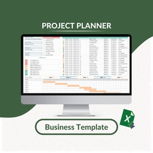 Project Planner Excel Template | Task Management Spreadsheet | Project Organizer Tool | Work Plan Excel Template | Assignment Tracker Sheet