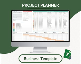 Project Planner Excel Template | Task Management Spreadsheet | Project Organizer Tool | Work Plan Excel Template | Assignment Tracker Sheet