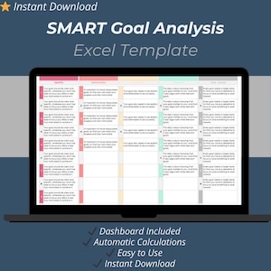 SMART Goal Analysis Excel Template: Printable Personal Planner (Fillable Sheet)