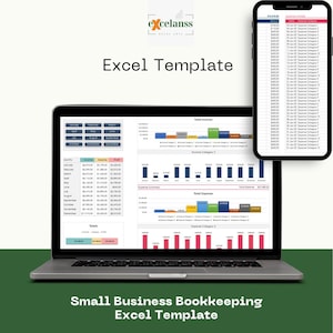 Modello Excel per la contabilità delle piccole imprese: monitoraggio di entrate e uscite di 12 mesi con calcoli automatici