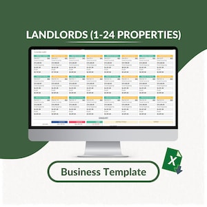24 Rental Properties Income Expense Tracker | Rental Property I Property Portfolio Spreadsheet | Rental Property Income & Expense Tracker