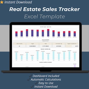 Real Estate Sales Tracker Excel Template – Realtor Commission & Listing Dashboard Spreadsheet