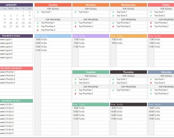 Modello Excel per pianificatore settimanale 2025: monitoraggio della pianificazione personale (stampabile)