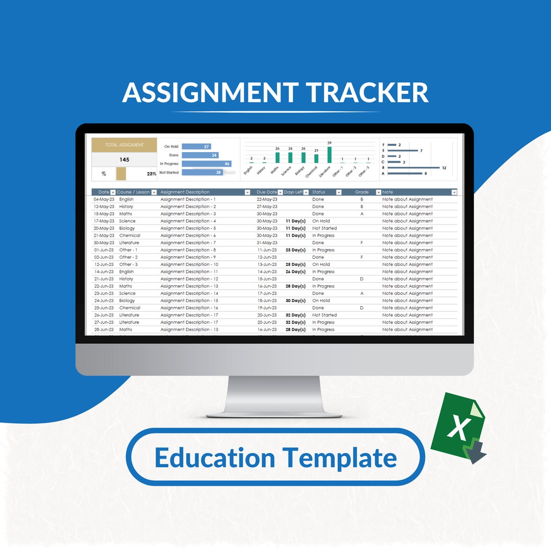 Assignment Tracker Excel Template Homework Organizer Excel Sheet Assignment Tracker Excel Template Homework Organizer Excel Sheet