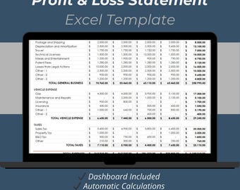 Profit and Loss Statement Excel Template – P&L Spreadsheet for Small Business, Monthly Quarterly Annual Tracker