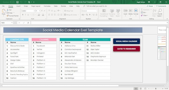 Social Media Calendar Excel Template Content Calendar Planner Tracker  Printable Excel Fillable Sheet Editable Spreadsheet - Etsy Israel