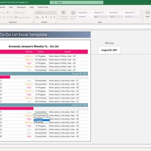 Daily Weekly Monthly Yearly To-do List Excel Template: Excel Planner ...