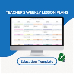 Teacher's Weekly Lesson Plans Excel Template | Educator's Lesson Organizer | Weekly Teaching Planner Excel | Instructor's Curriculum Tracker