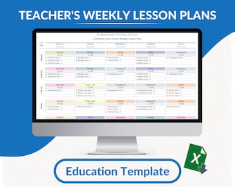 Teacher's Weekly Lesson Plans Excel Template | Educator's Lesson Organizer | Weekly Teaching Planner Excel | Instructor's Curriculum Tracker