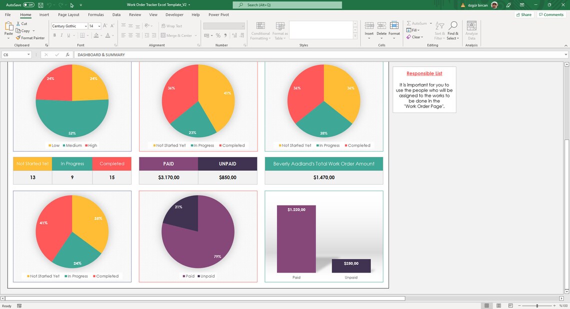 Work Order Tracker Excel Template | Job Order & Service Management ...