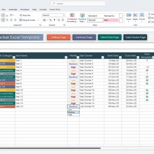 CRM-style client management dashboard in Excel