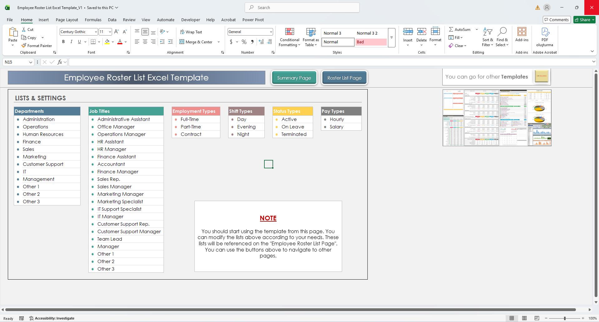 Employee Roster List Excel Template | Staff Directory & Summary ...