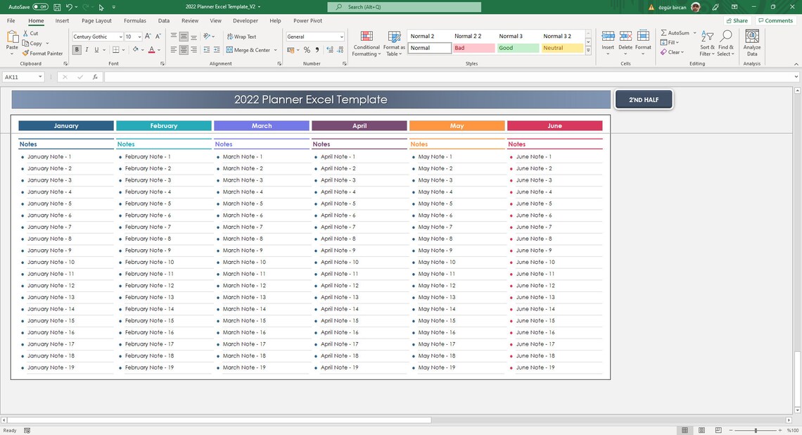 2023 Calendar & Planner Excel Template 2023 Planner Etsy