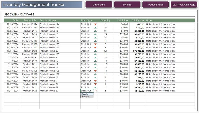 Excel Formula Inventory Alert Inventory Management Excel Template: Stock Tracker Spreadsheet With ...