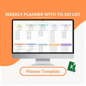 Weekly Planner with To-Do List Excel Template | Planner Tracker | To-Do List Log | Printable Excel | Fillable Sheet | Editable Spreadsheet