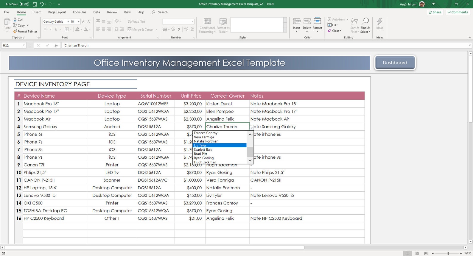 Office Inventory Tracking Office Inventory Management Excel Template: Supplies & Equipment ...