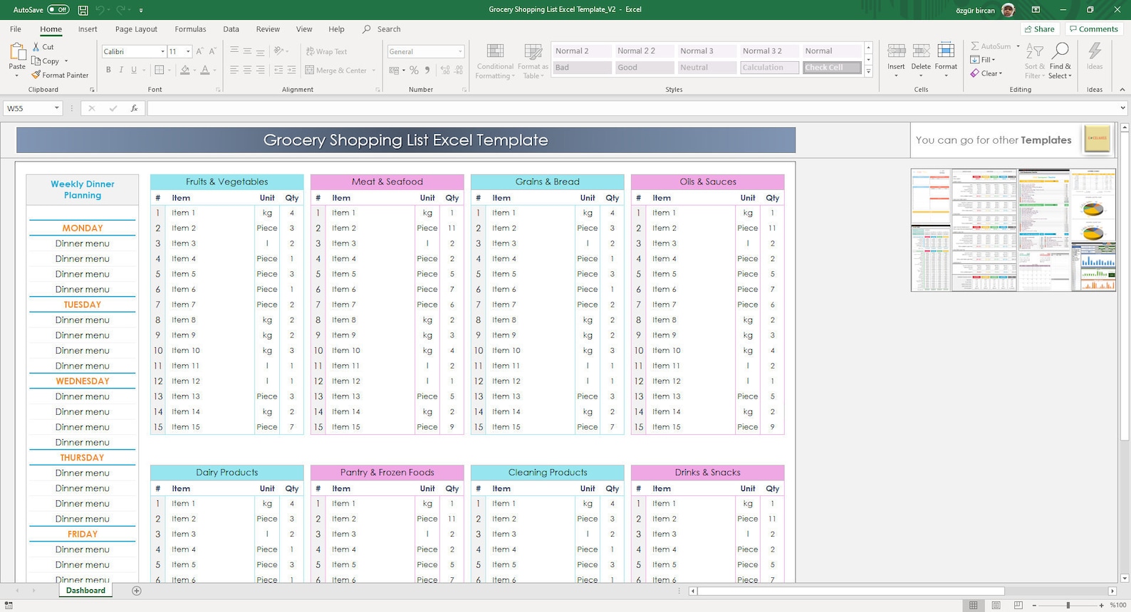 Lebensmittel Einkaufsliste Excel Vorlage Druckbare Einkaufsliste