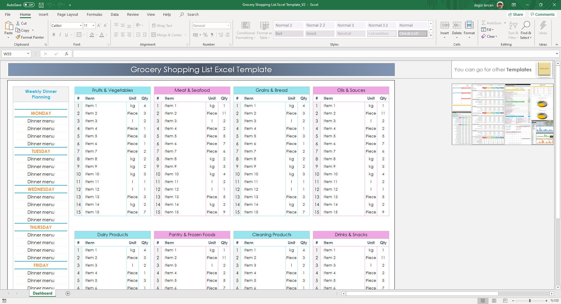 Excel Shopping List Template Excel Shopping List Template