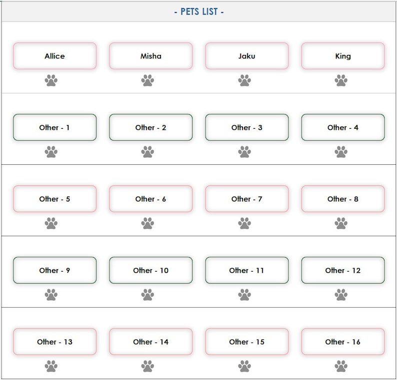 Pet veterinary log Excel template for pet owners