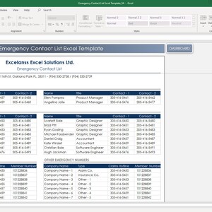 Excel contact list template for emergency planning