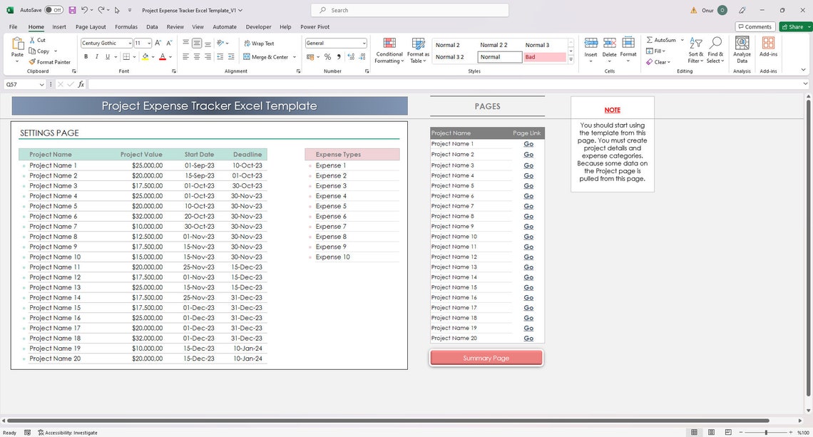 Project Expense Tracker Excel Template | Cost, Budget & Profit Margin ...