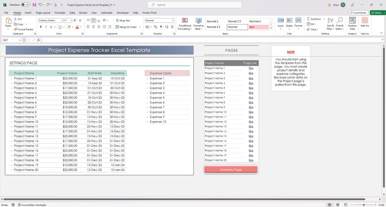 Project Expense Tracker Excel Template | Cost, Budget & Profit Margin ...