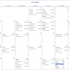 2025 Budget Calendar Excel Template: Financial Planner (Digital Download)