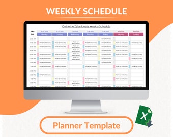 Weekly Schedule Excel Template | Planner Template | Excel Schedule Tracker | Printable Excel | Fillable Sheet | Editable Spreadsheet