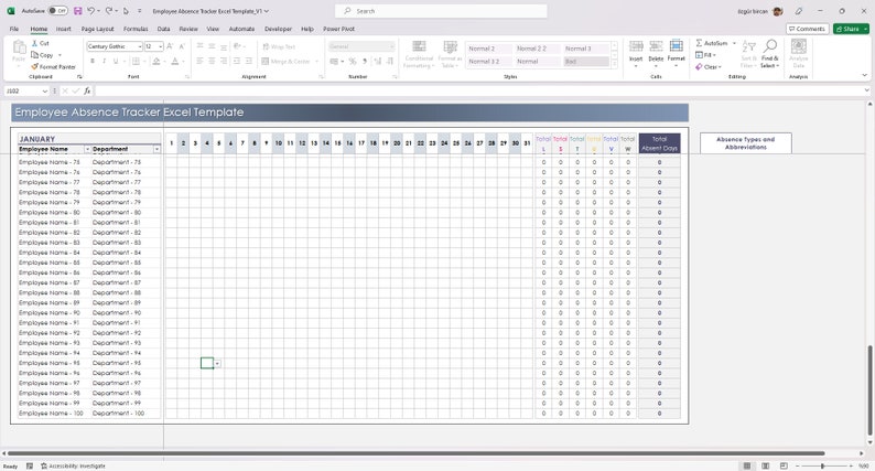 Employee Absence Tracker Excel Template | Attendance & Leave Management ...