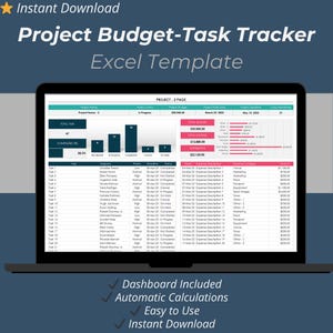 Multiple Project Budget & Task Tracker Excel Template | 10 Project Dashboard and Cost Management