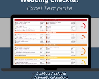 Planilha de Planejamento de Casamento em Excel – Lista de Verificação e Cronograma de 16 Meses