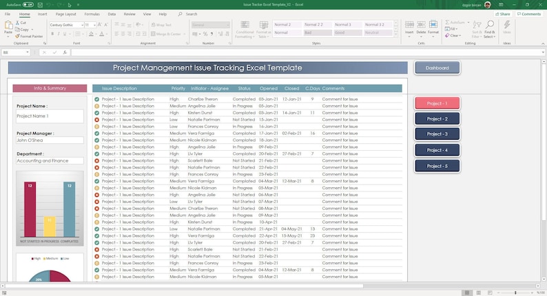Issue Tracker Excel Template | Project Management Bug Log & Issue ...