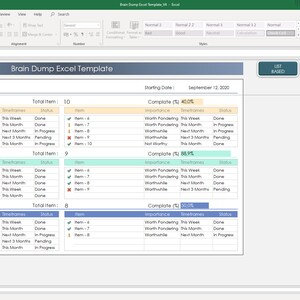Brain Dump Excel Template | Excel Planner Tracker | Printable Brain ...