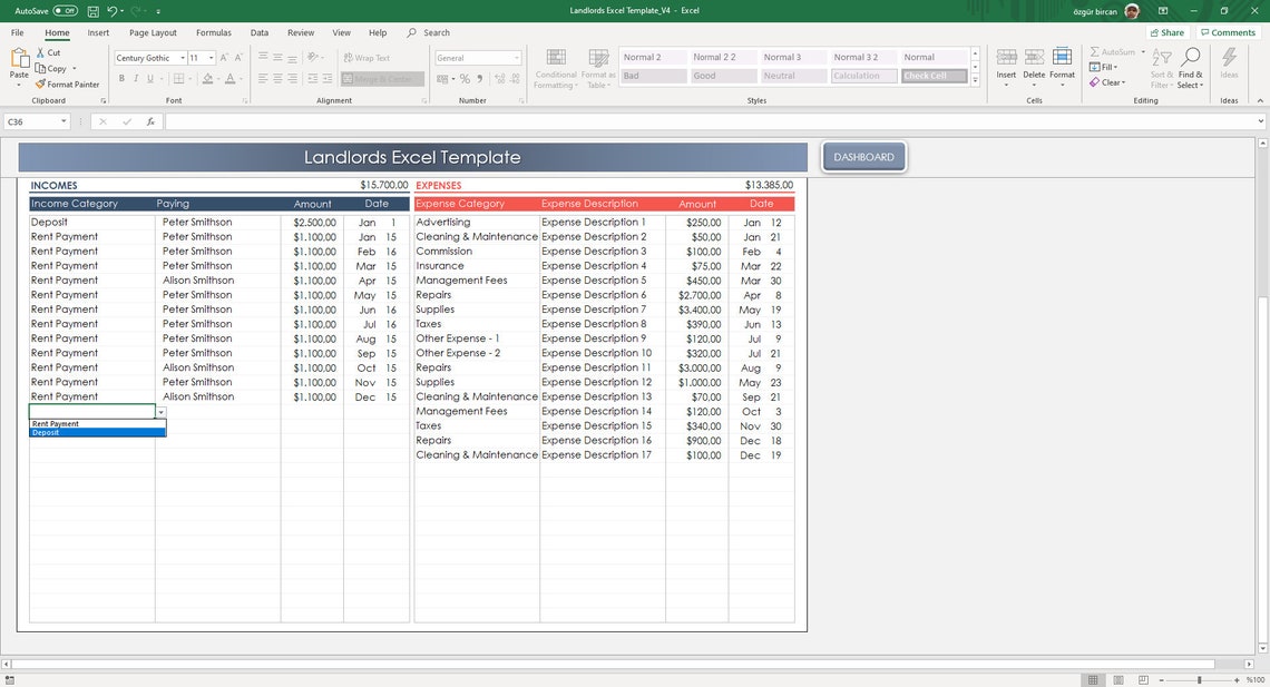 Landlords Excel Template 110 Properties Rental and Etsy