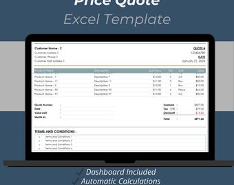 Price Quote Excel Template | Professional Quotation & Estimate Spreadsheet