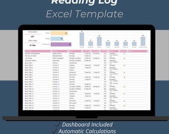 Reading Log Excel Template: Book Tracker & Reading List Organizer