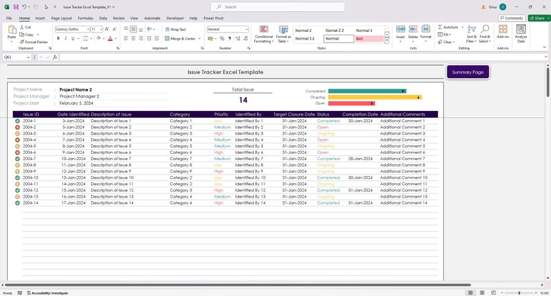 Issue Tracker Excel Template | Project Issue Log & Bug Tracking ...