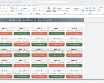 52 Week Excel Template