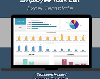 Employee Task List Excel Template | Project & Team Task Tracker Spreadsheet