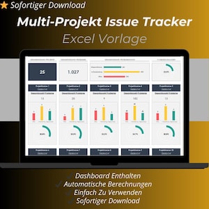 Multi-Projekt Issue Tracker Excel Vorlage | Projektfehler- & Aufgabenverfolgung