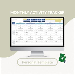 Editable Monthly Activity Tracker Excel Template (Printable)