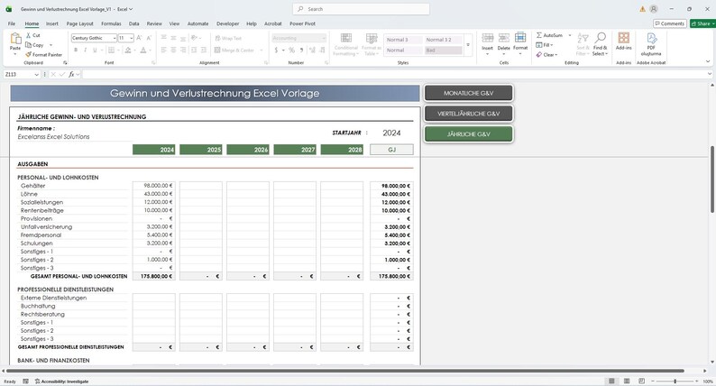Professionelles und klares Excel-Design