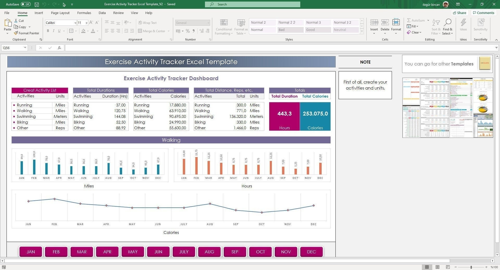 Activity Tracker Excel Template