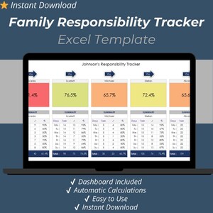 Plantilla de Excel para el seguimiento de responsabilidades familiares: Administrador de tareas del hogar (imprimible)