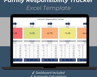 Plantilla de Excel para el seguimiento de responsabilidades familiares: Administrador de tareas del hogar (imprimible)